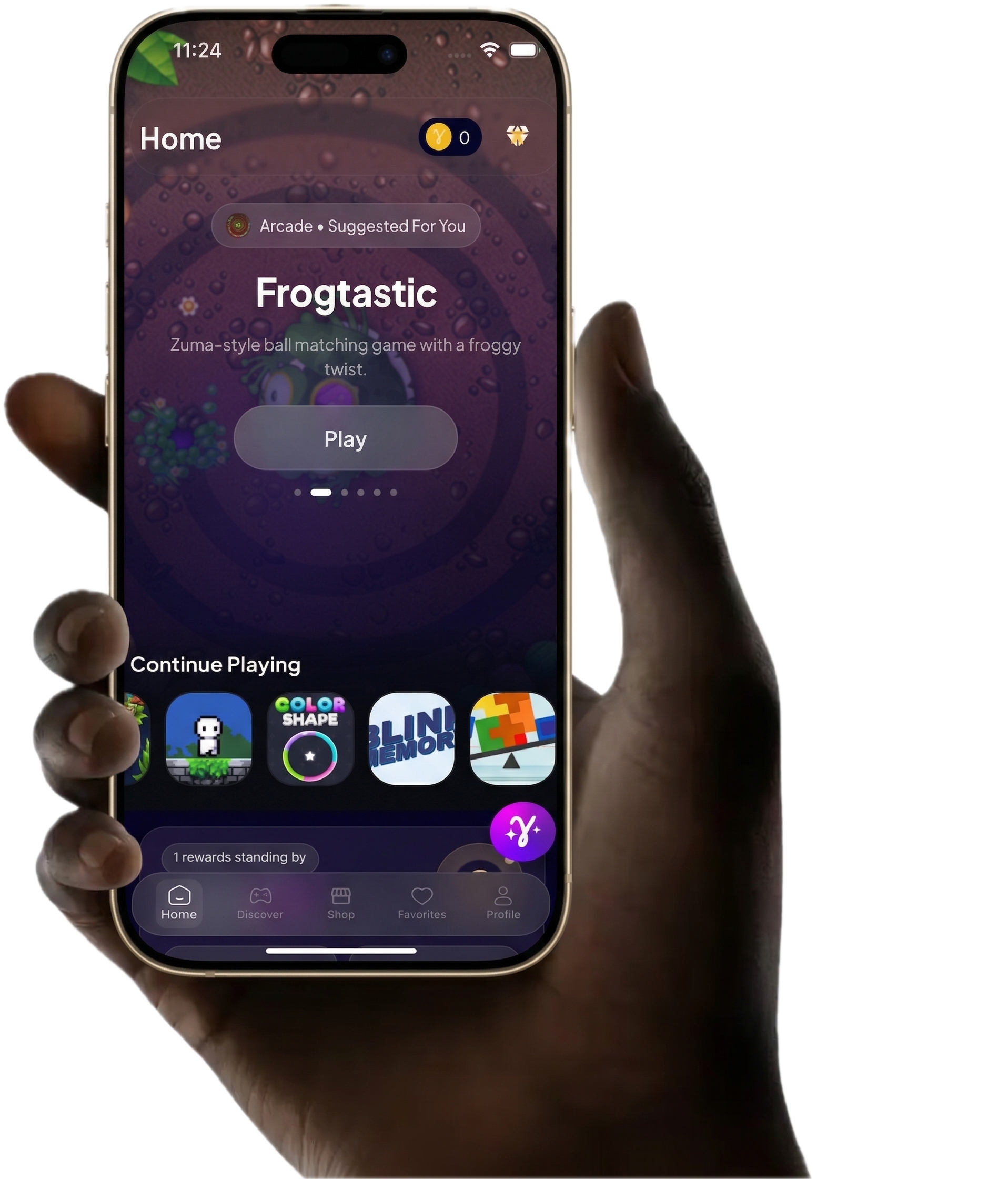 Gamma Games home screen