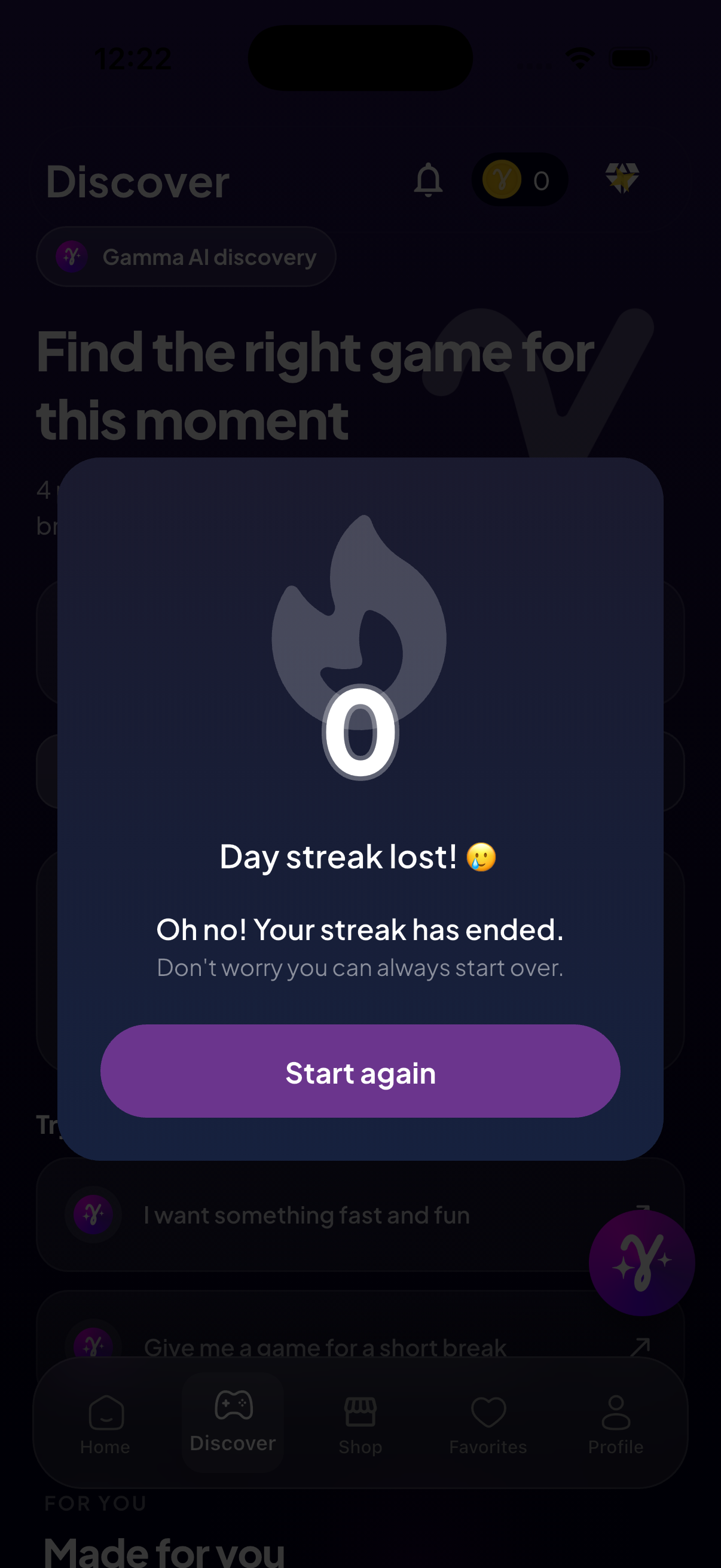 Gamma Games daily streaks